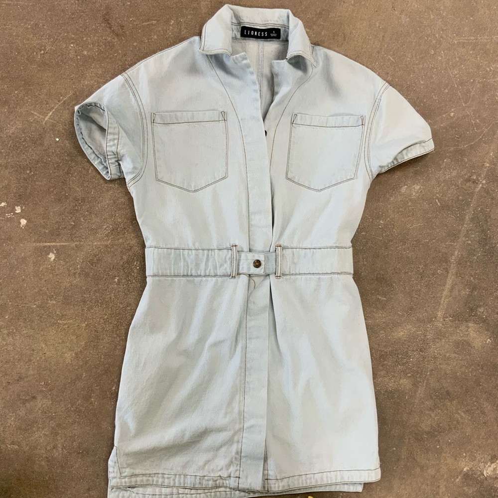 Lioness Light Blue Denim Shirt Dress